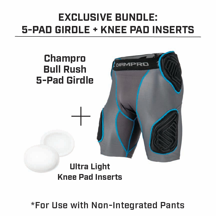 EXCLUSIVE BUNDLE: Champro Bull Rush 5-Pad Girdle plus Knee Pad Inserts