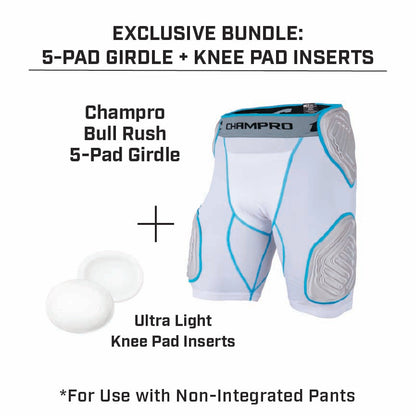 EXCLUSIVE BUNDLE: Champro Bull Rush 5-Pad Girdle plus Knee Pad Inserts